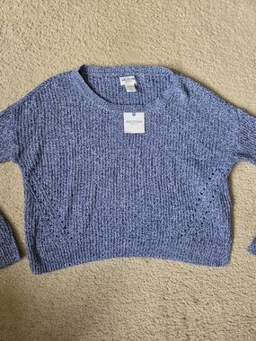 NWT Arizona Jean Co. Blue Cropped Knit Sweater Size L